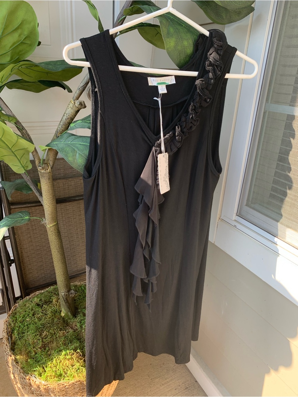 Black Ruffled Midi Dress by Boo Radley Size S NWT!